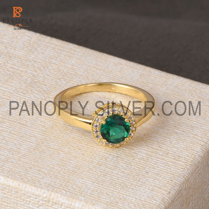 925 Sterling Silver 0.5mic Gold Plated Lab Created Emerald CZ Ring