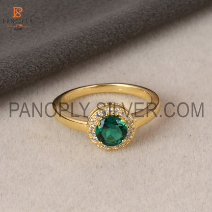 925 Sterling Silver 0.5mic Gold Plated Lab Created Emerald CZ Ring