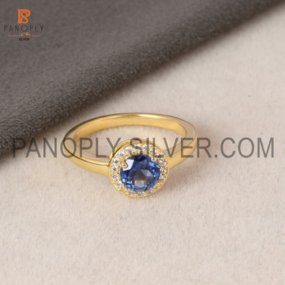 925 Silver 0.5 micron Gold Plated Sapphire CZ Ring