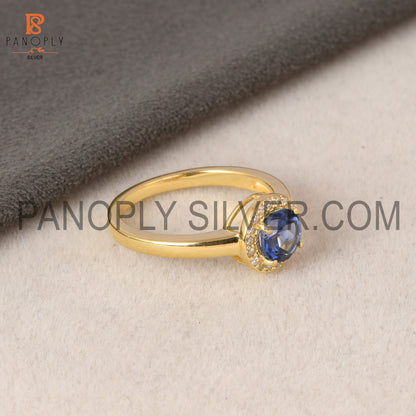 925 Silver 0.5 micron Gold Plated Sapphire CZ Ring