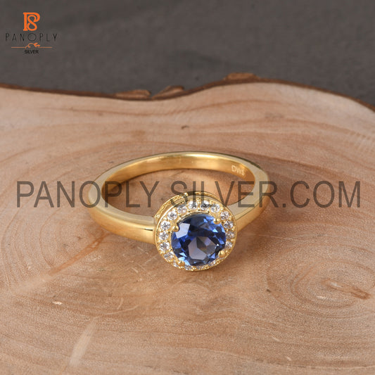 925 Silver 0.5 micron Gold Plated Sapphire CZ Ring