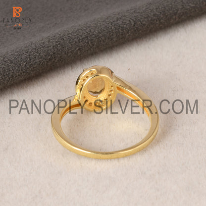 Wave Band Citrine November Birthstone Gold Plated Ring