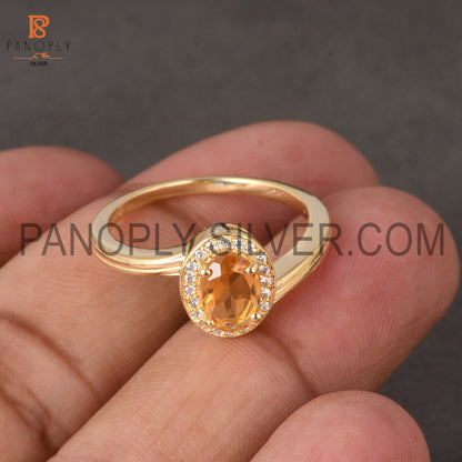 Wave Band Citrine November Birthstone Gold Plated Ring