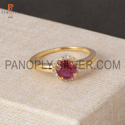 Gemstone Pink Tourmaline 18k Gold Plated Engagement Ring
