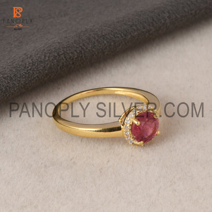 Gemstone Pink Tourmaline 18k Gold Plated Engagement Ring
