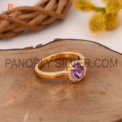 Lab Created  Sapphire, CZ 0.5 Mic. 18k Gold Plated Wedding Rings