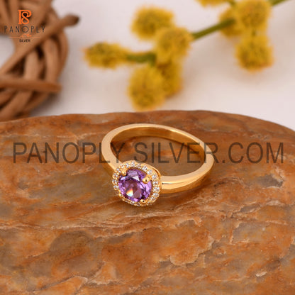 Lab Created  Sapphire, CZ 0.5 Mic. 18k Gold Plated Wedding Rings