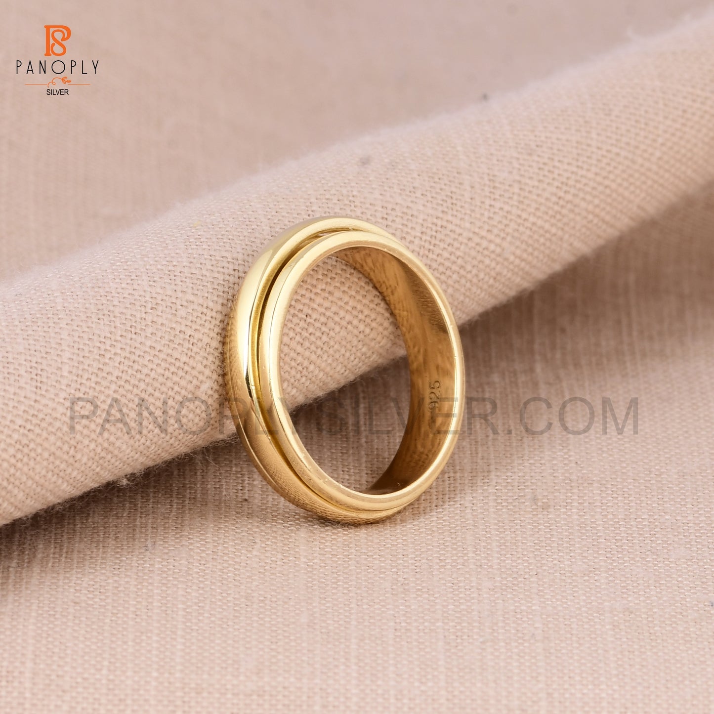 925 Silver Gold Plated Spinner Thumb Rings