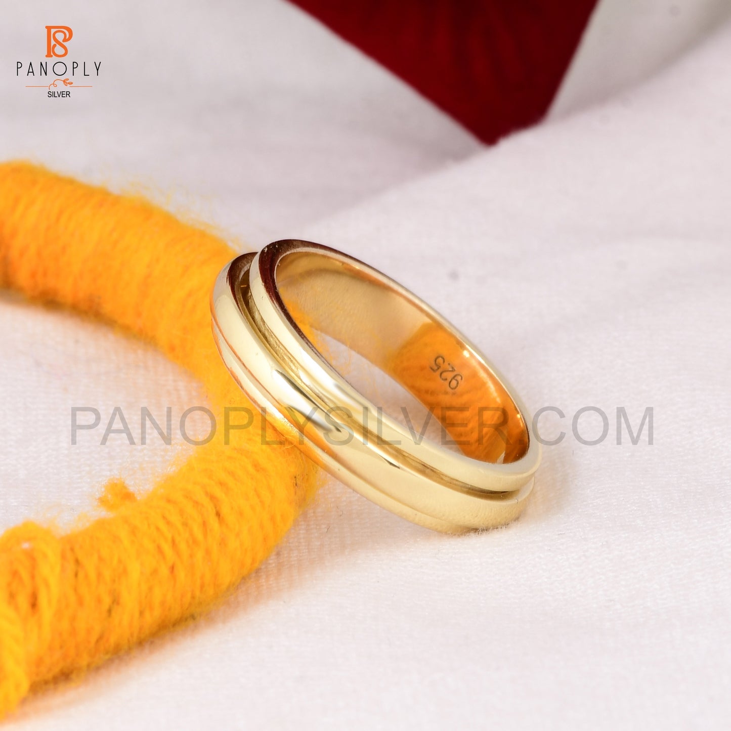 925 Silver Gold Plated Spinner Thumb Rings