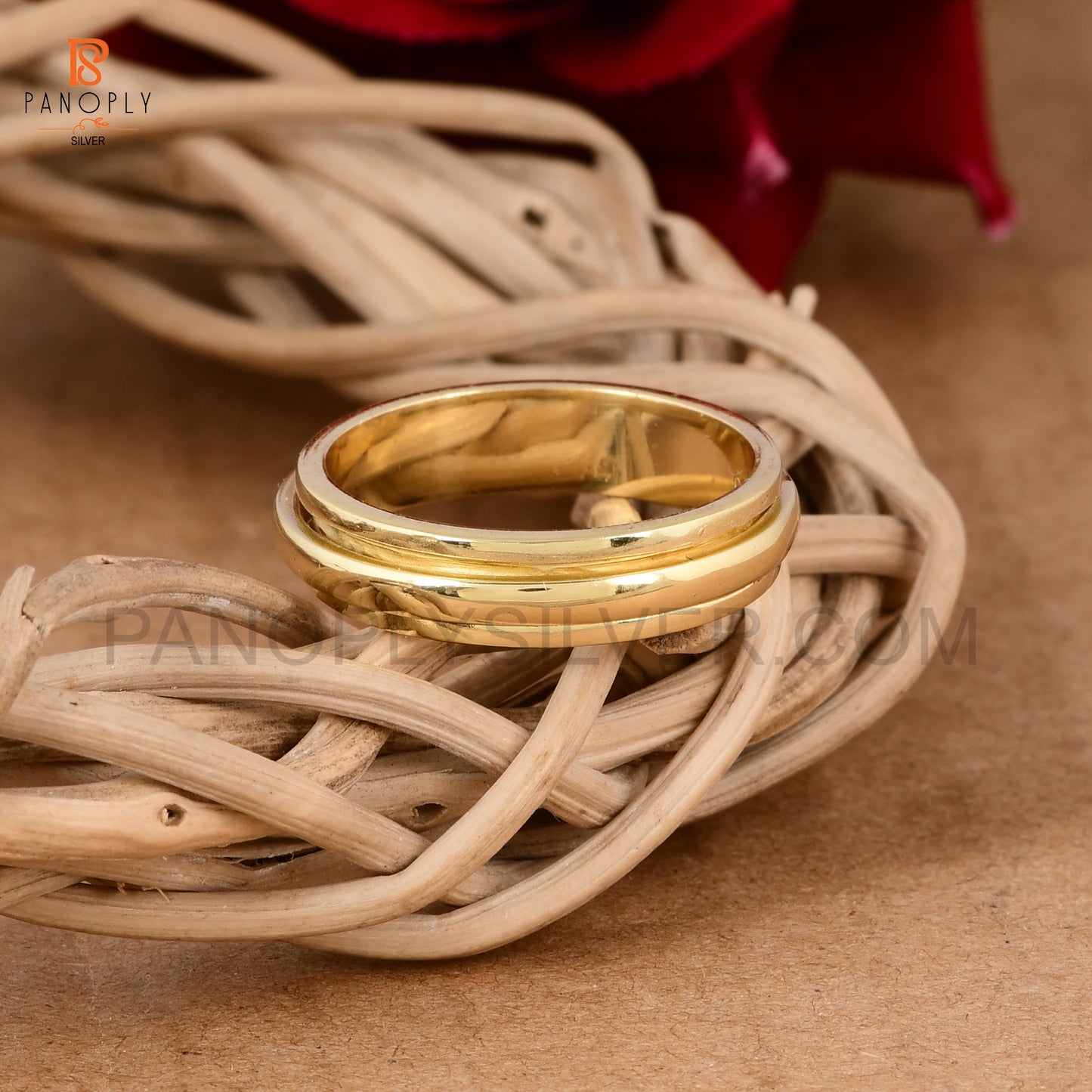 925 Silver Gold Plated Spinner Thumb Rings