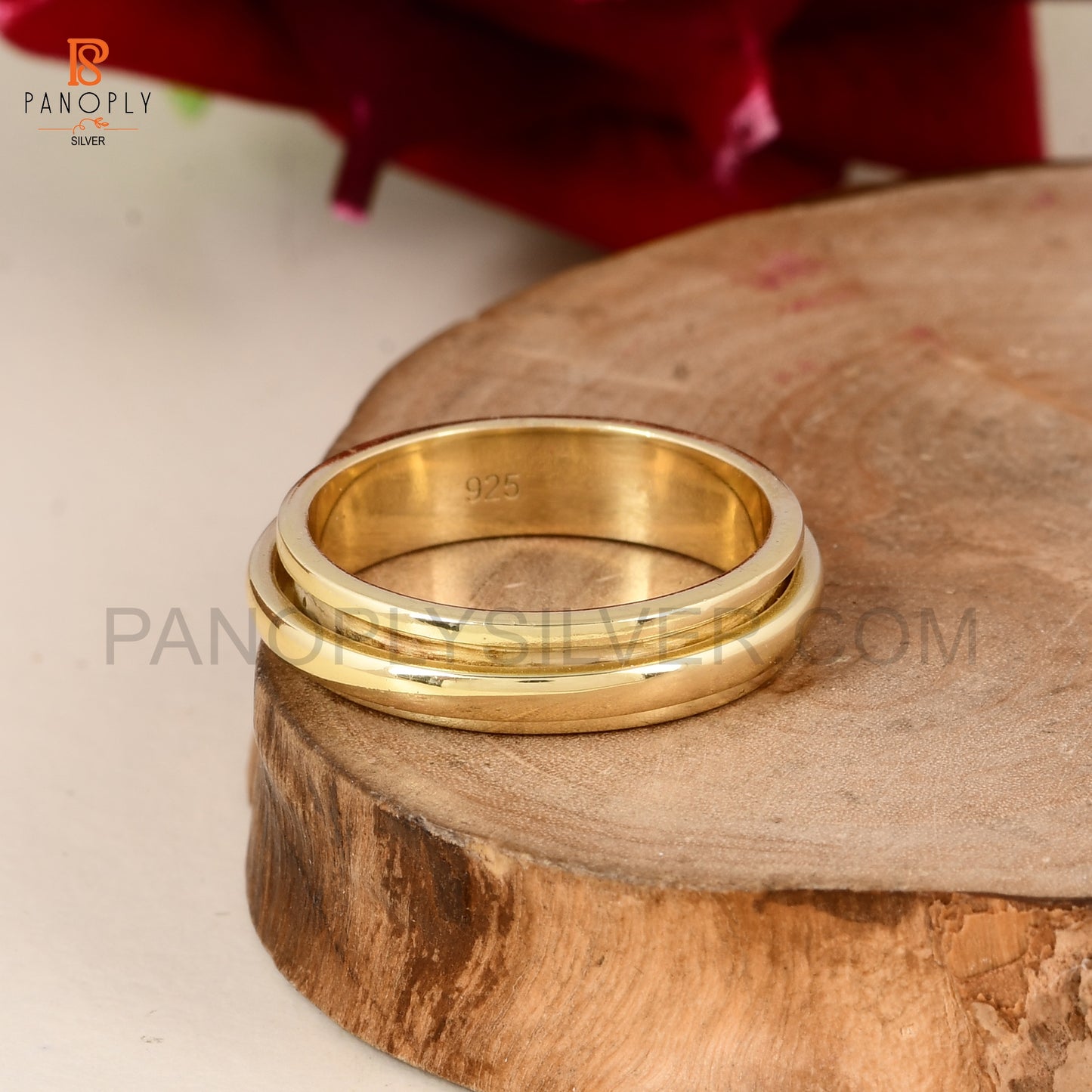 925 Silver Gold Plated Spinner Thumb Rings