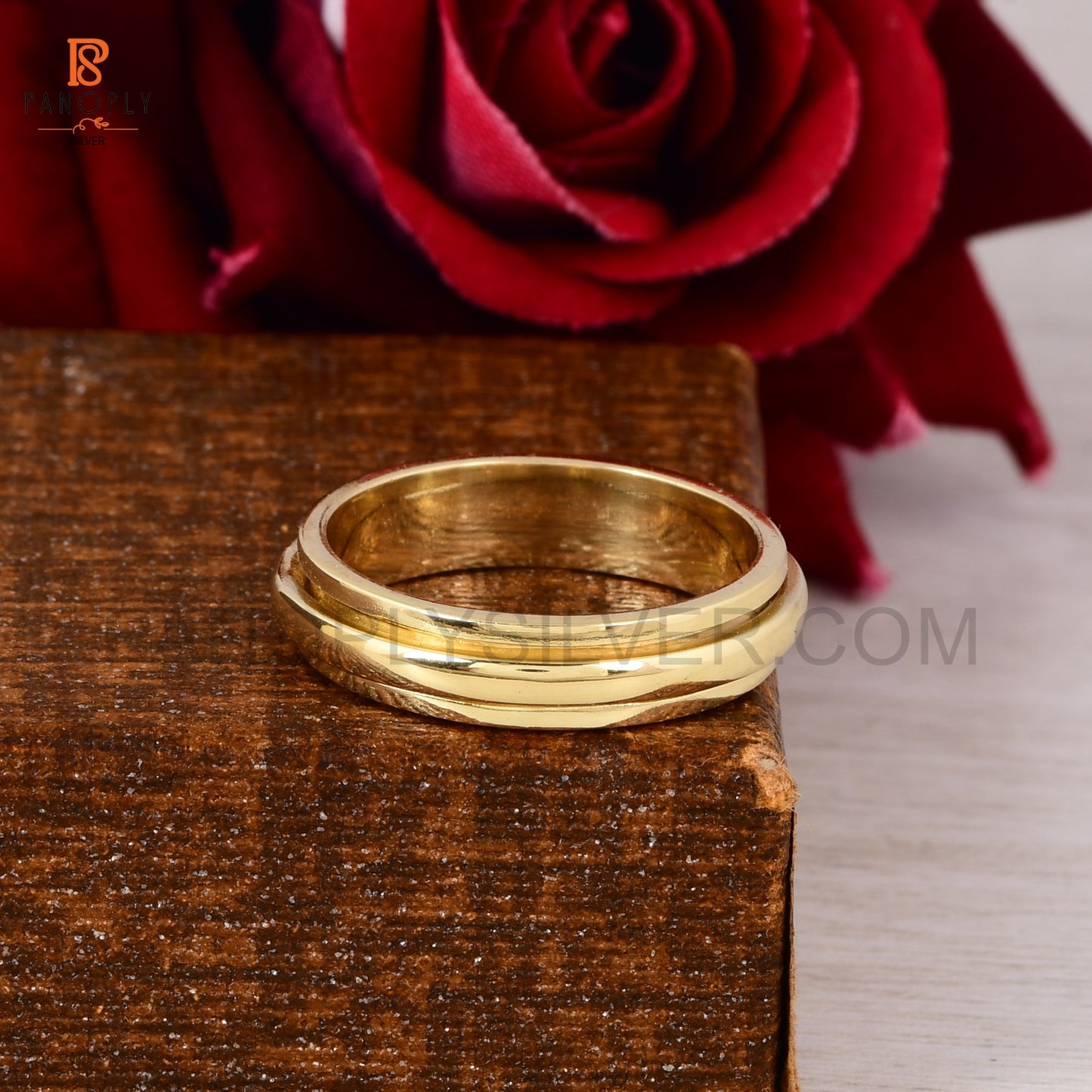 925 Silver Gold Plated Spinner Thumb Rings