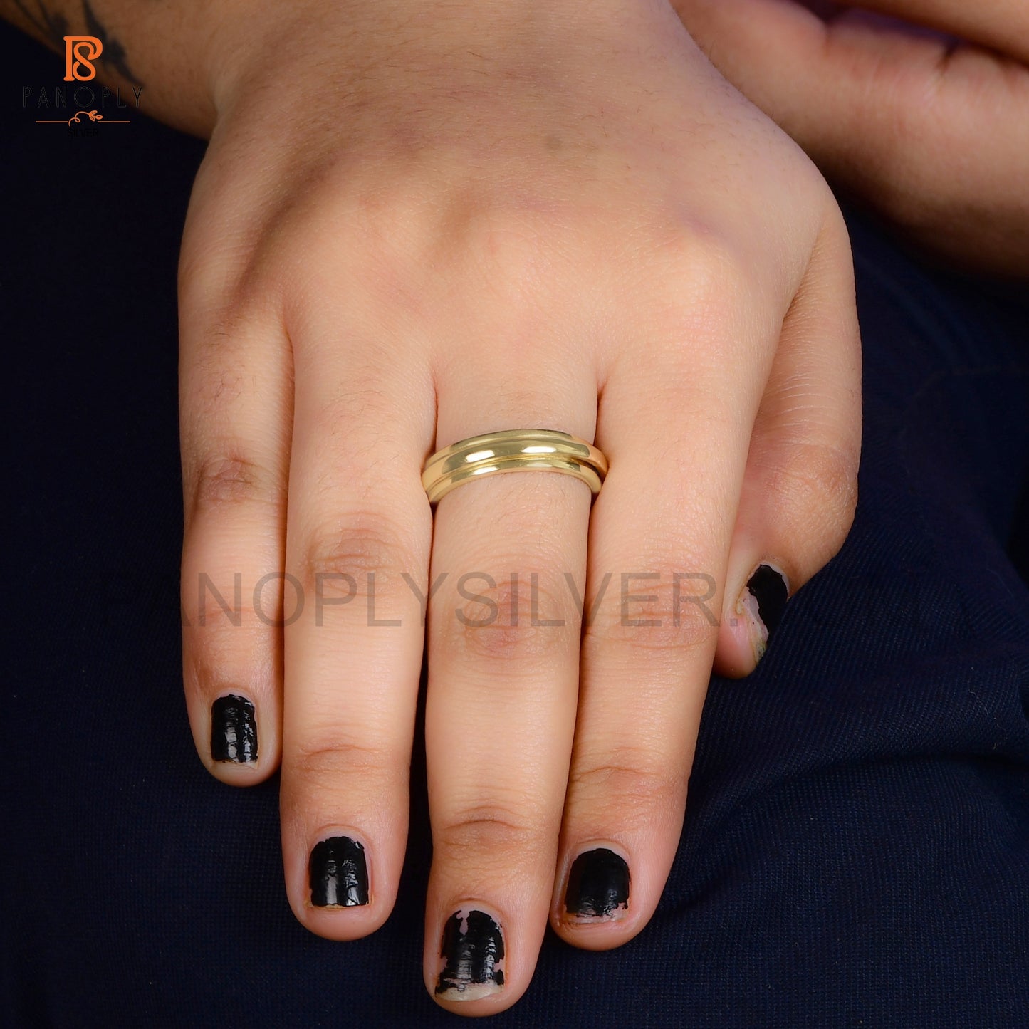 925 Silver Gold Plated Spinner Thumb Rings