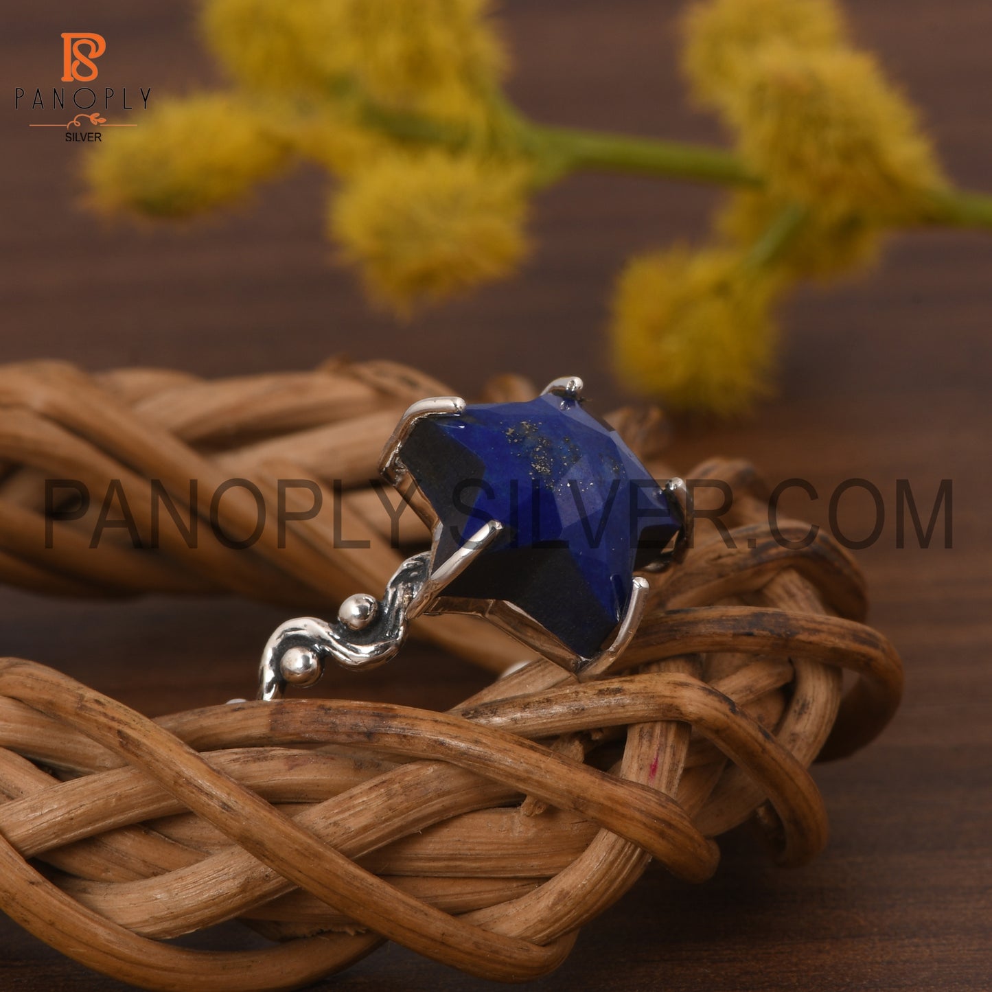 Lapis Star 925 Quality  Silver Filigree Band Rings