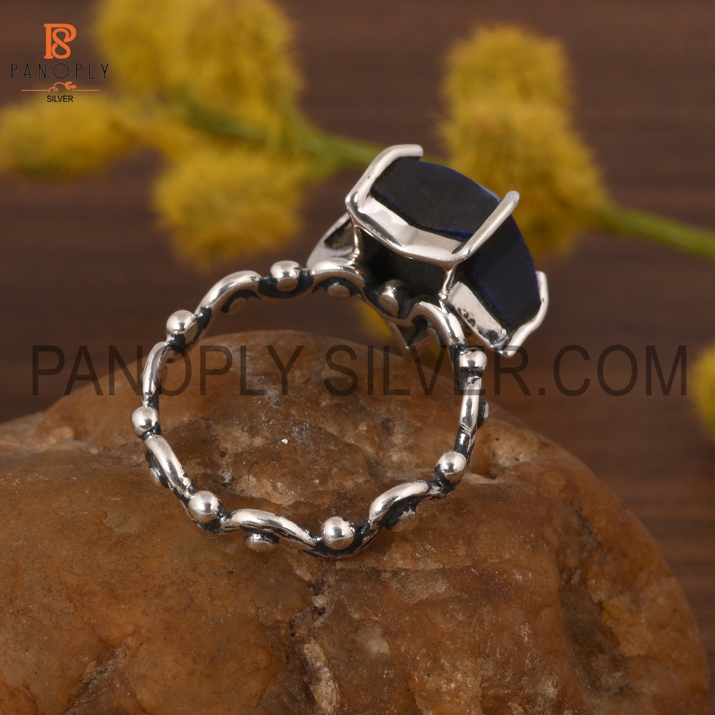 Lapis Star 925 Quality  Silver Filigree Band Rings
