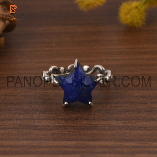 Lapis Star 925 Quality  Silver Filigree Band Rings