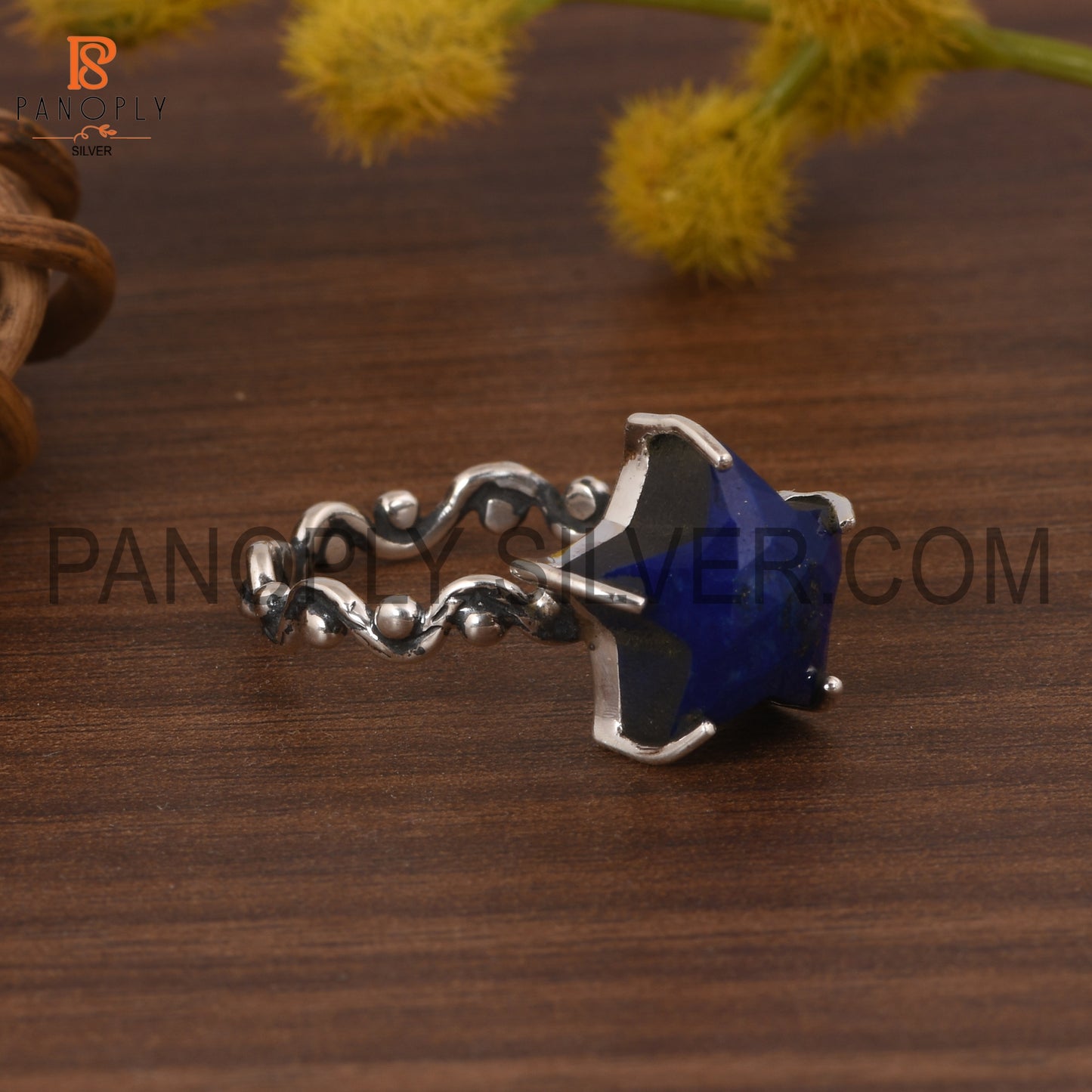 Lapis Star 925 Quality  Silver Filigree Band Rings