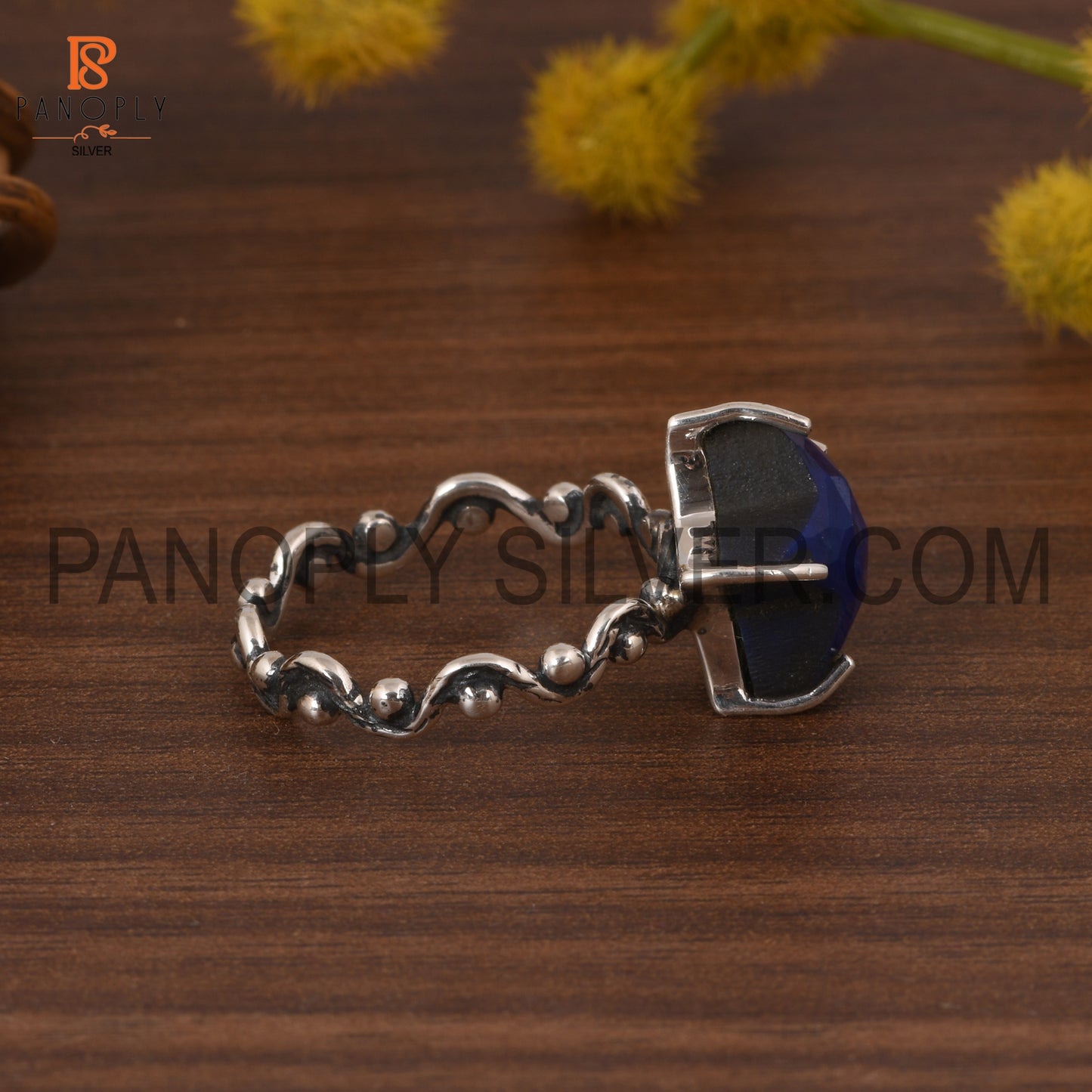 Lapis Star 925 Quality  Silver Filigree Band Rings