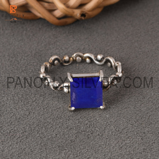 Dec. Birthstone Lapis 925 Quality Prong Set Filigree Band Rings
