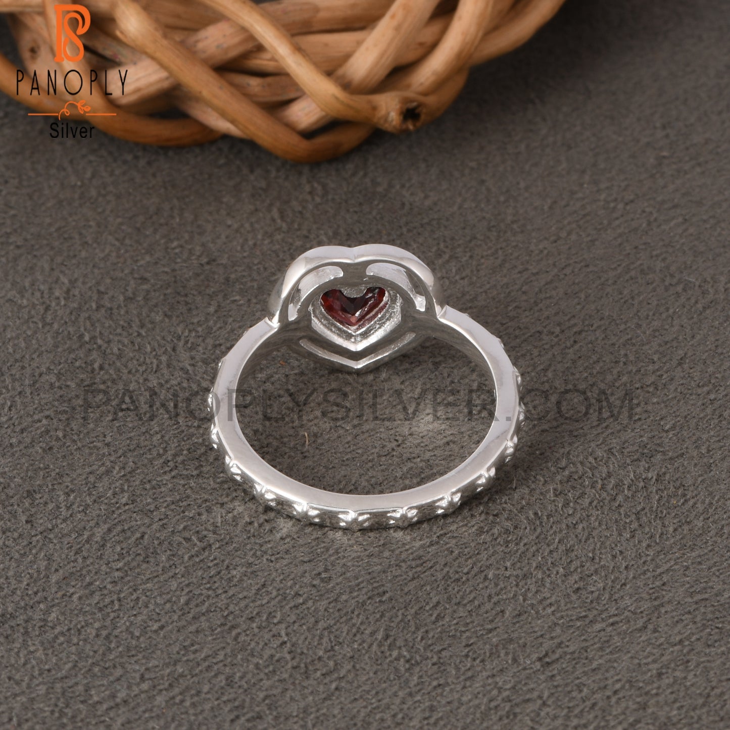 Garnet Heart 925 Sterling Silver Ring