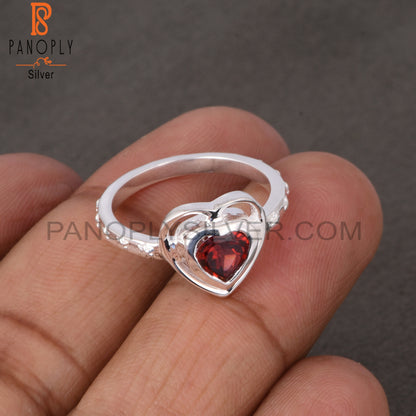 Garnet Heart 925 Sterling Silver Ring