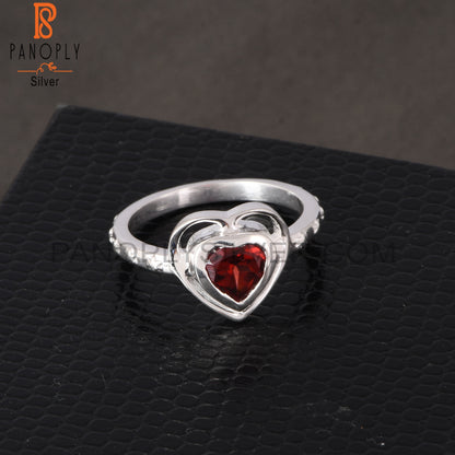 Garnet Heart 925 Sterling Silver Ring