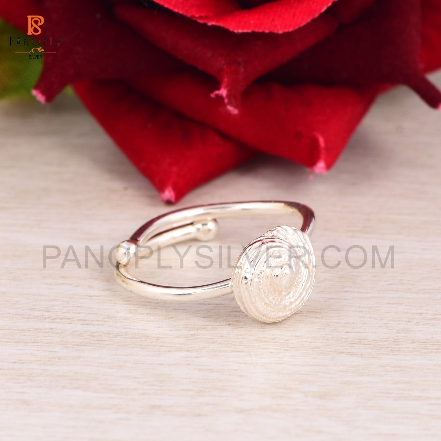 Sterling Silver Spiral Shell Adjustable Band Rings