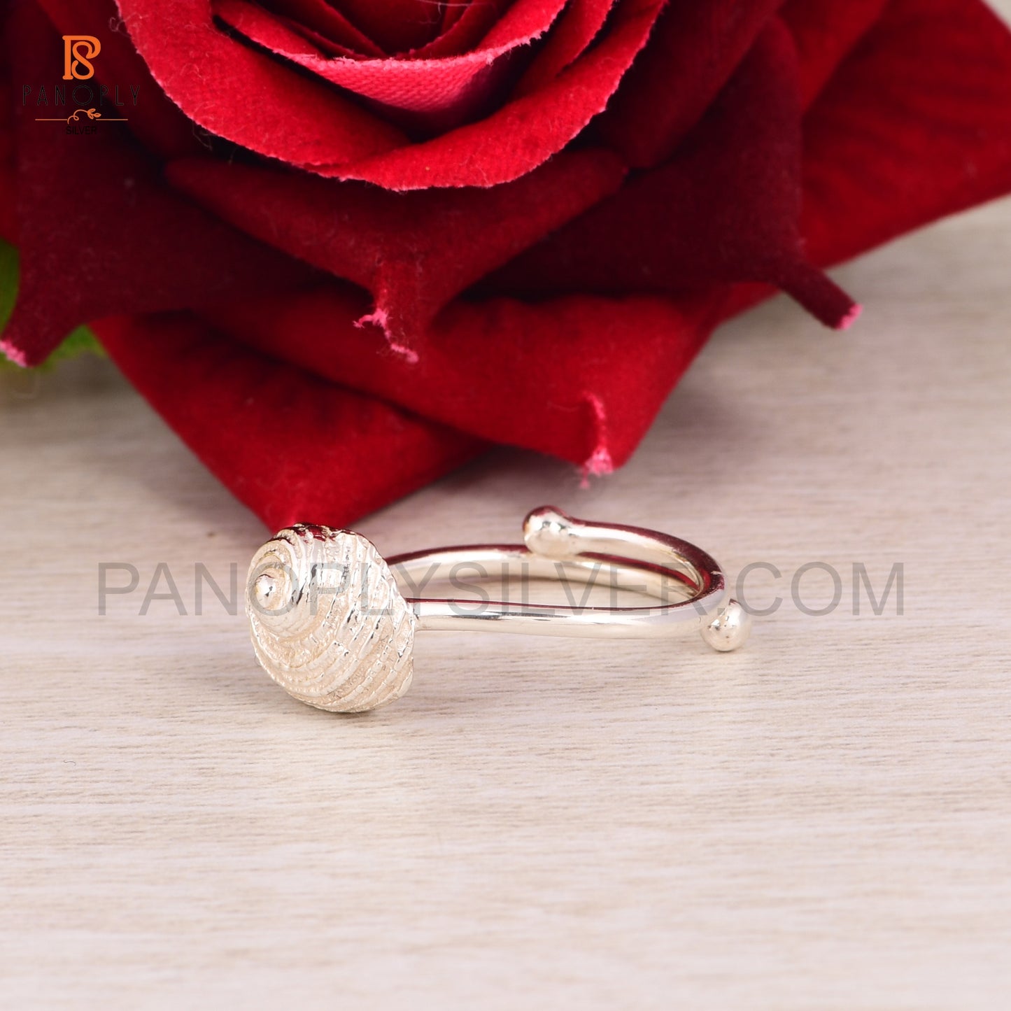 Sterling Silver Spiral Shell Adjustable Band Rings
