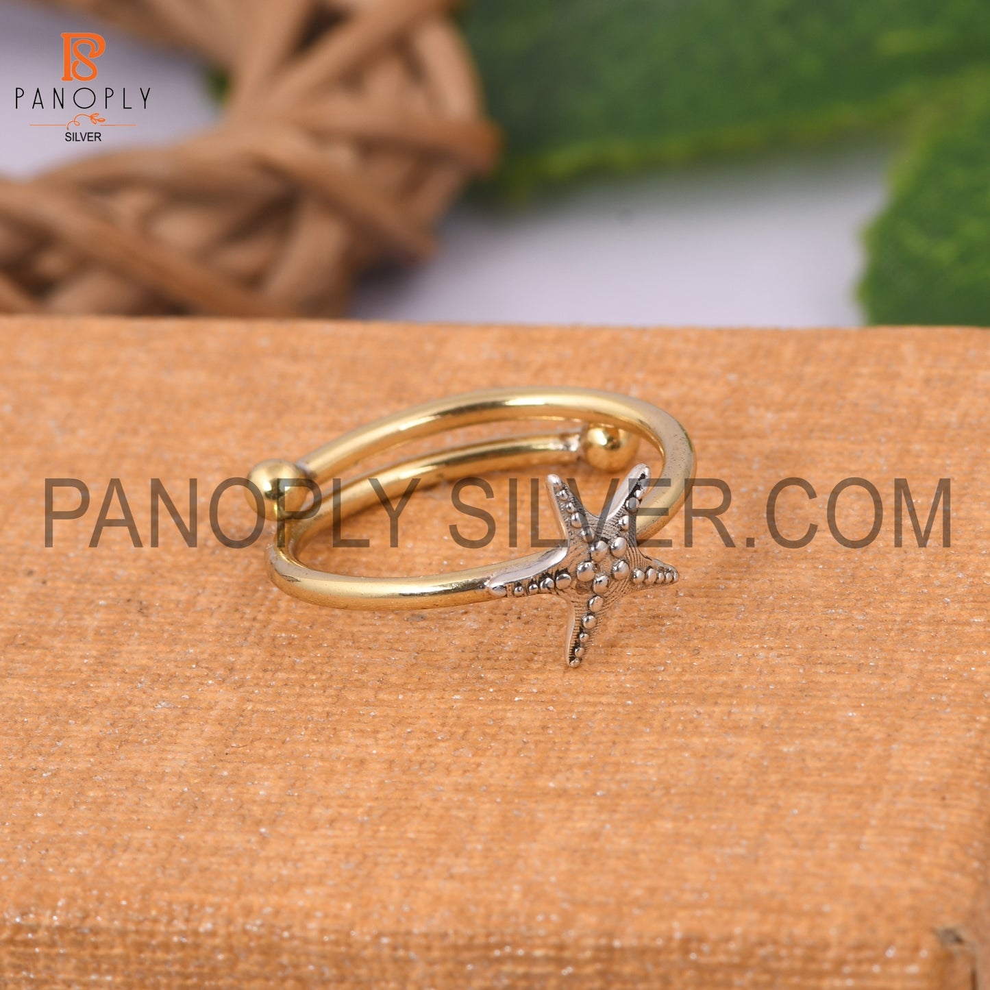 Two Tone Stackable Star Adjustable Ring For Women