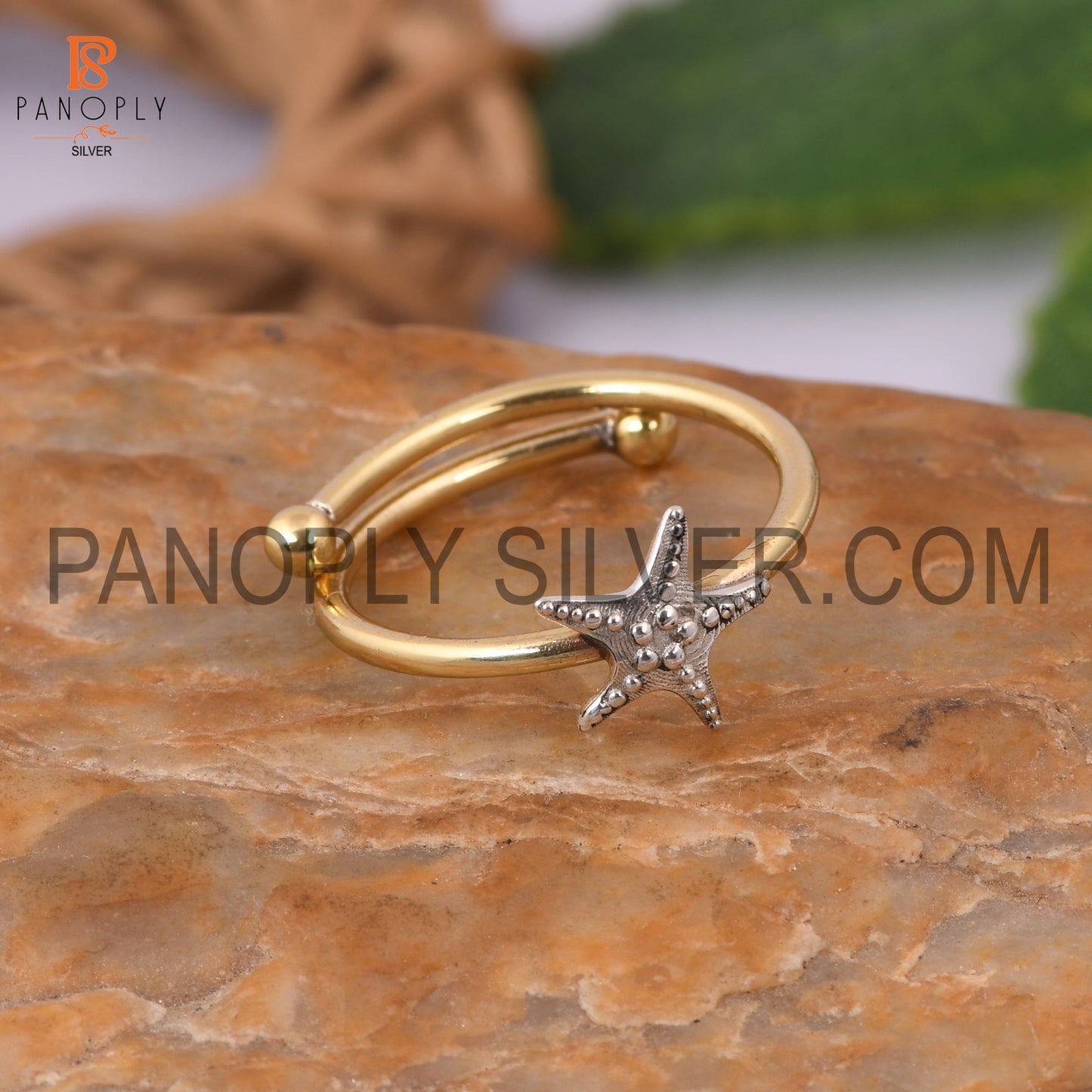 Two Tone Stackable Star Adjustable Ring For Women