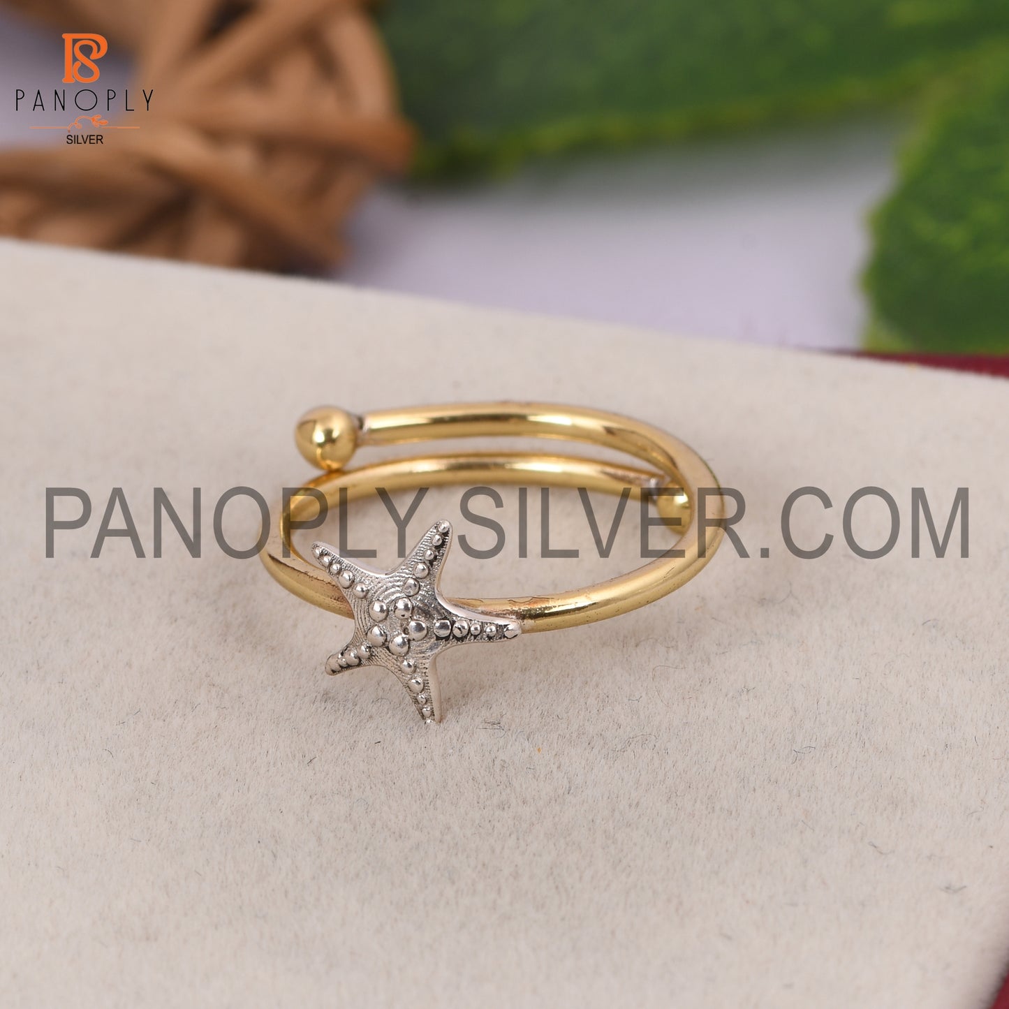 Two Tone Stackable Star Adjustable Ring For Women