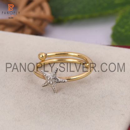 Two Tone Stackable Star Adjustable Ring For Women