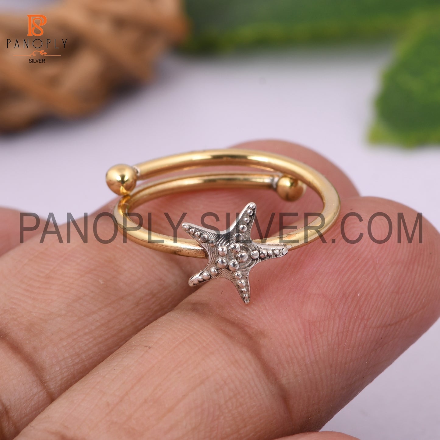 Two Tone Stackable Star Adjustable Ring For Women