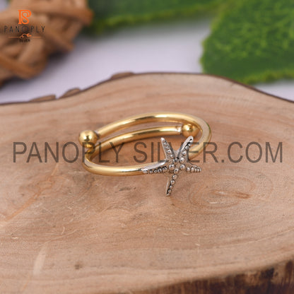 Two Tone Stackable Star Adjustable Ring For Women