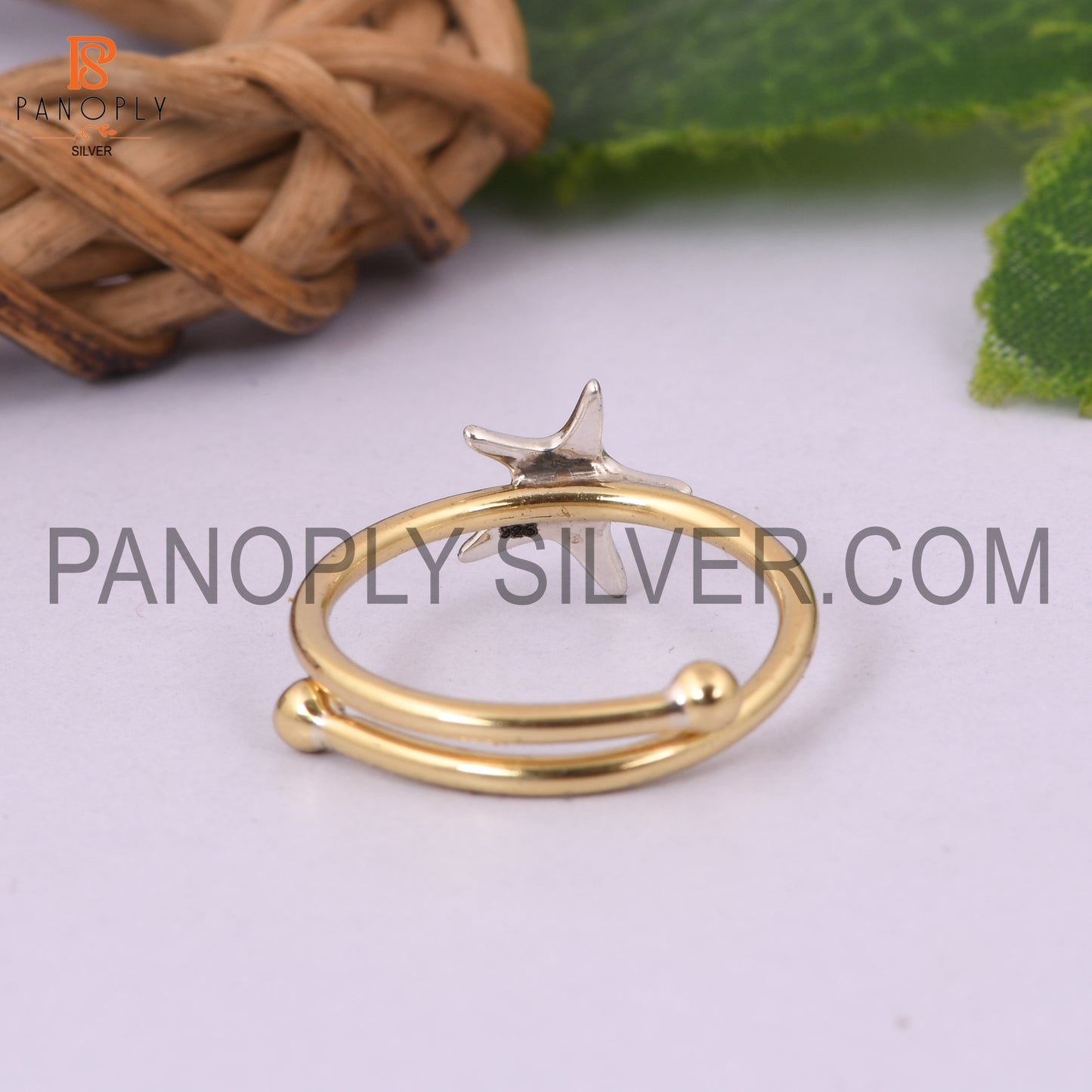 Two Tone Stackable Star Adjustable Ring For Women