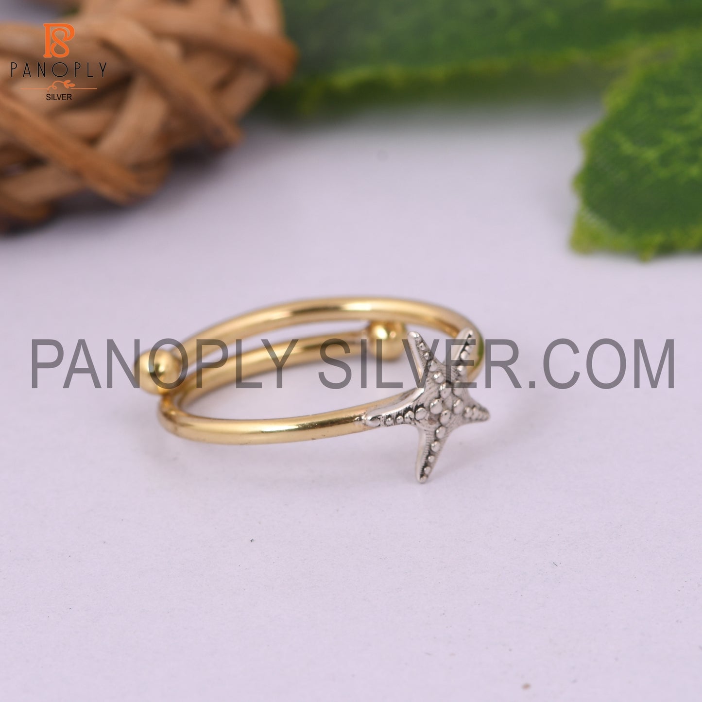 Two Tone Stackable Star Adjustable Ring For Women