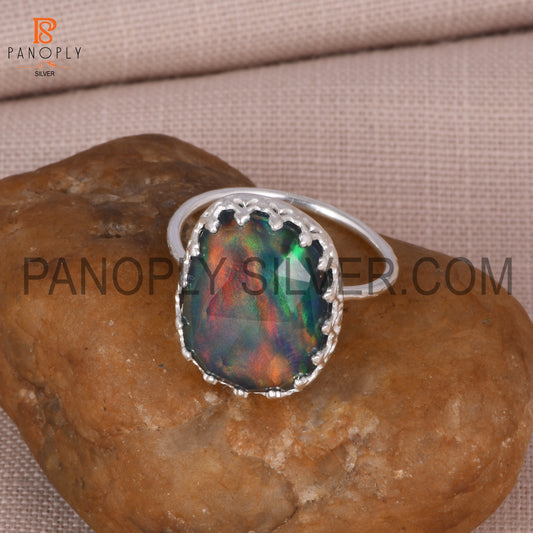 Aurora Opal Red Green Wedding Ring Gift For Bridal