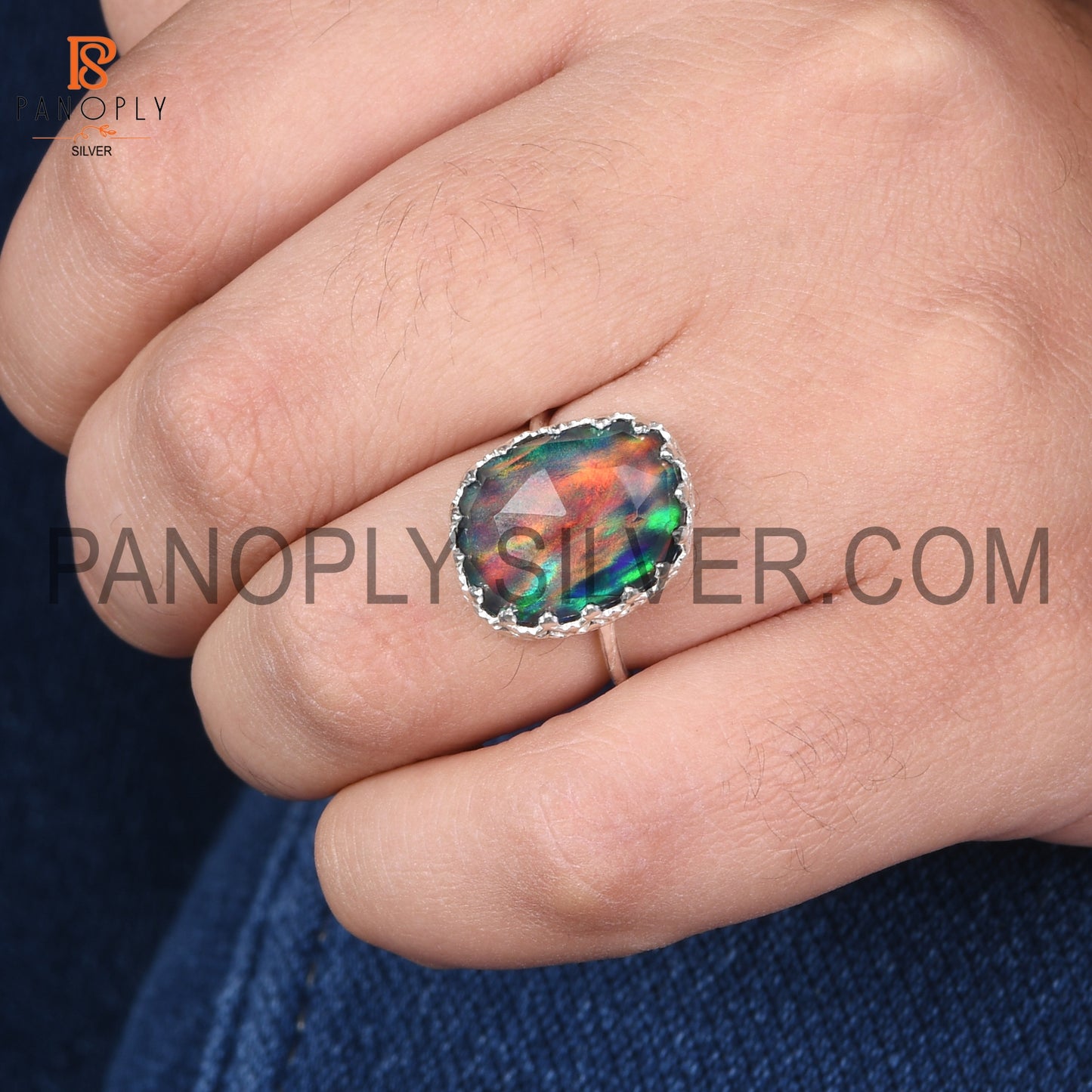 Aurora Opal Red Green Wedding Ring Gift For Bridal