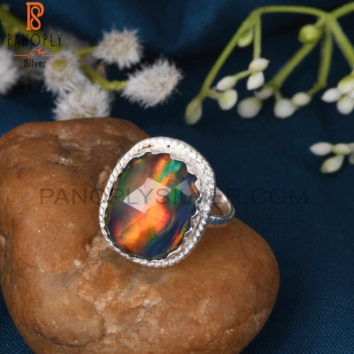 Aurora Opal Green 925 Sterling Silver Engagement Rings
