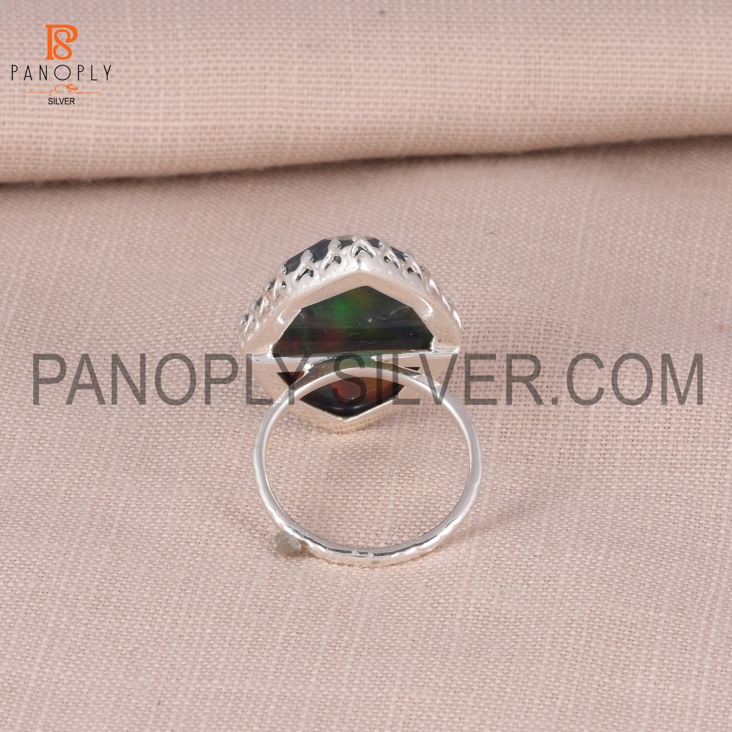 Opal Red Green 925 Silver Handmade Aurora Ring