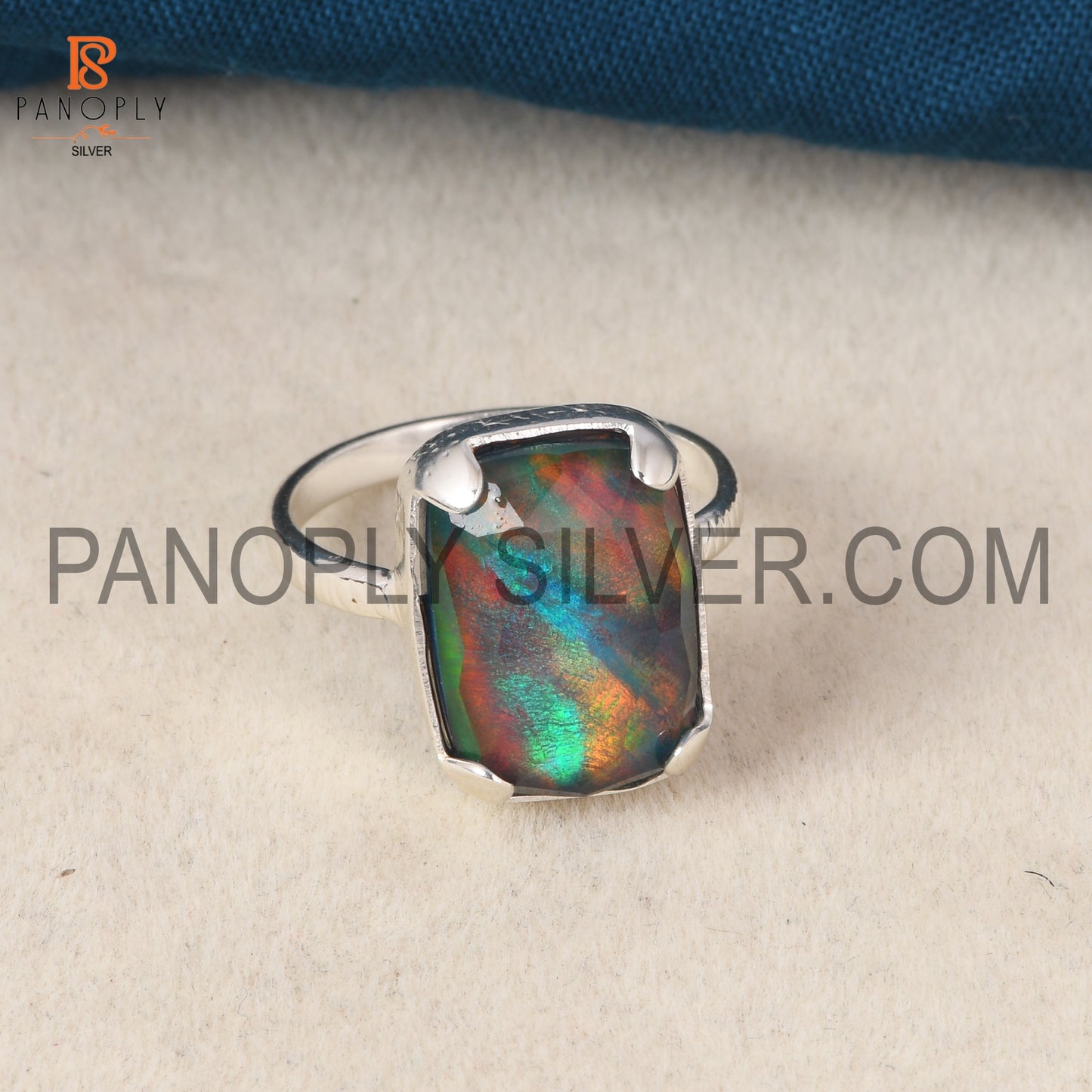 925 Silver Opal red Green Gems Jewelry For Women Ring