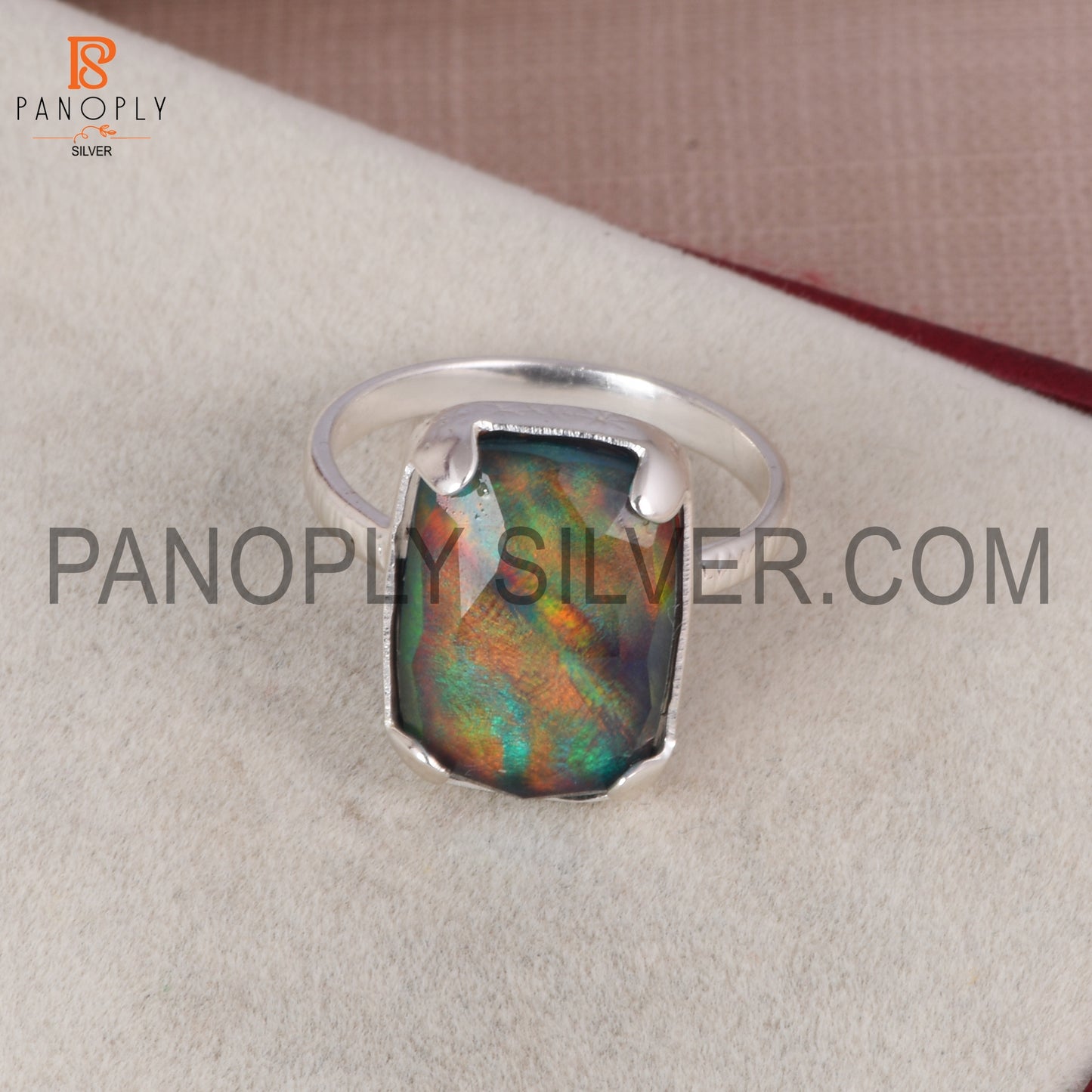 925 Silver Opal red Green Gems Jewelry For Women Ring