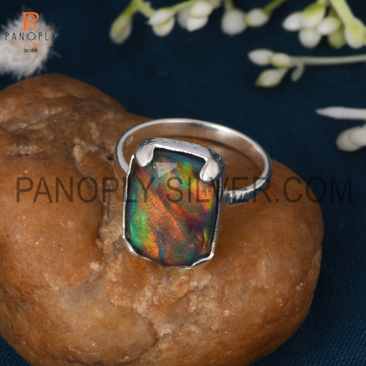 925 Silver Opal red Green Gems Jewelry For Women Ring