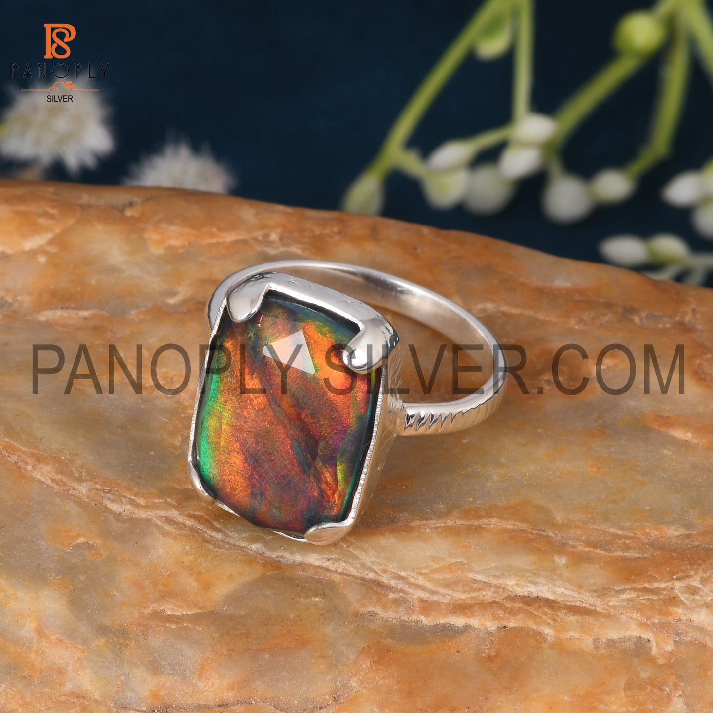 925 Silver Opal red Green Gems Jewelry For Women Ring