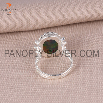 925 Silver Red Green Gems Jewelry For Women Aurora Opal Ring