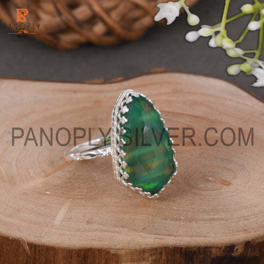 925 Silver Green Gems Jewelry For Girls Aurora Opal Ring
