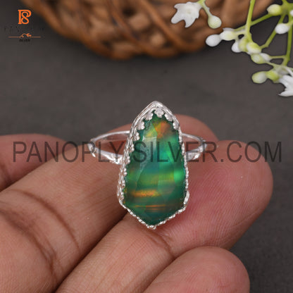 925 Silver Green Gems Jewelry For Girls Aurora Opal Ring