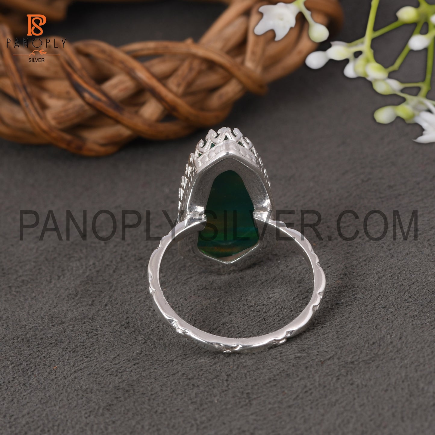 925 Silver Green Gems Jewelry For Girls Aurora Opal Ring