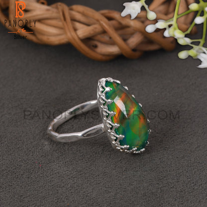 Aurora Opal Green 925 Sterling Silver Rings