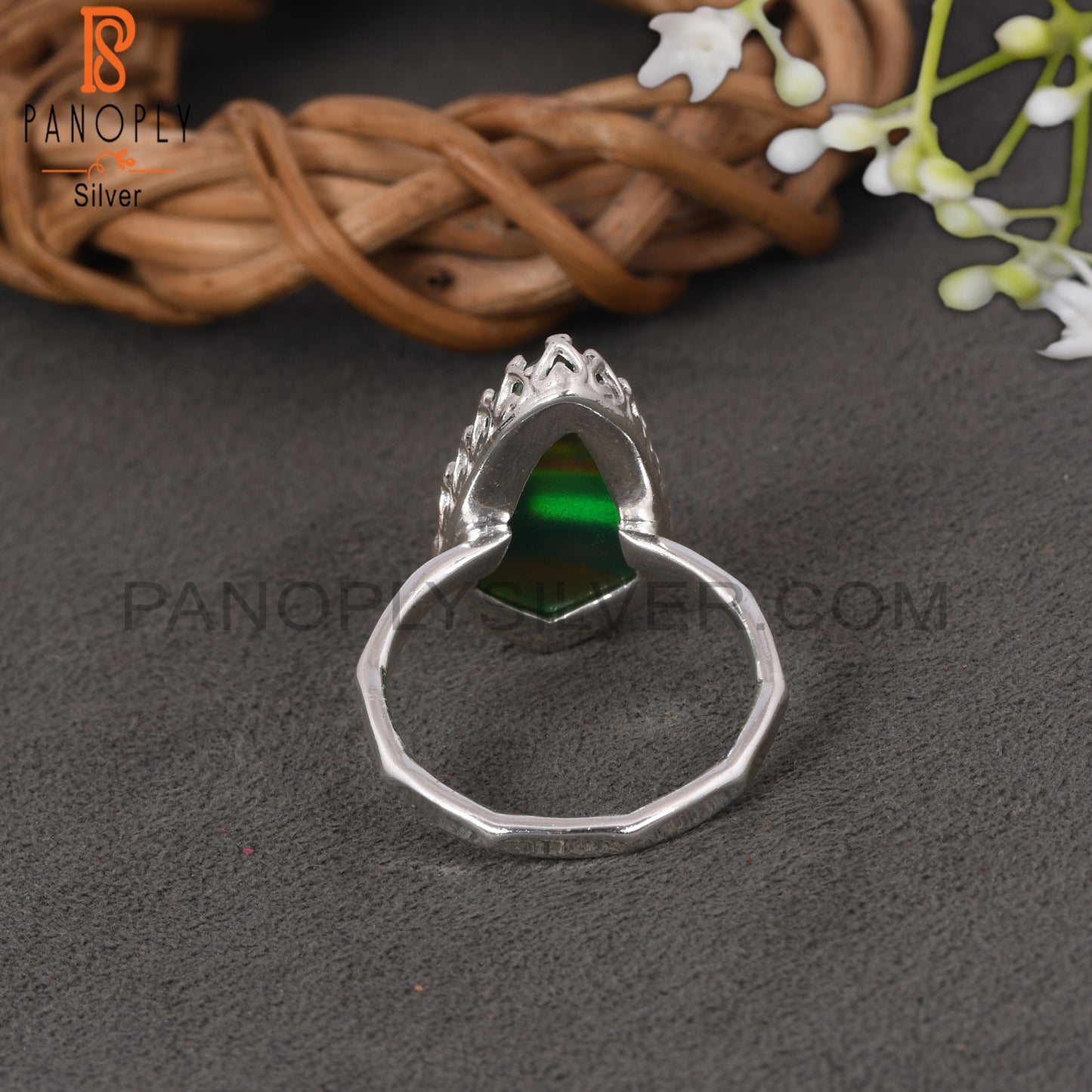 Aurora Opal Green 925 Sterling Silver Rings